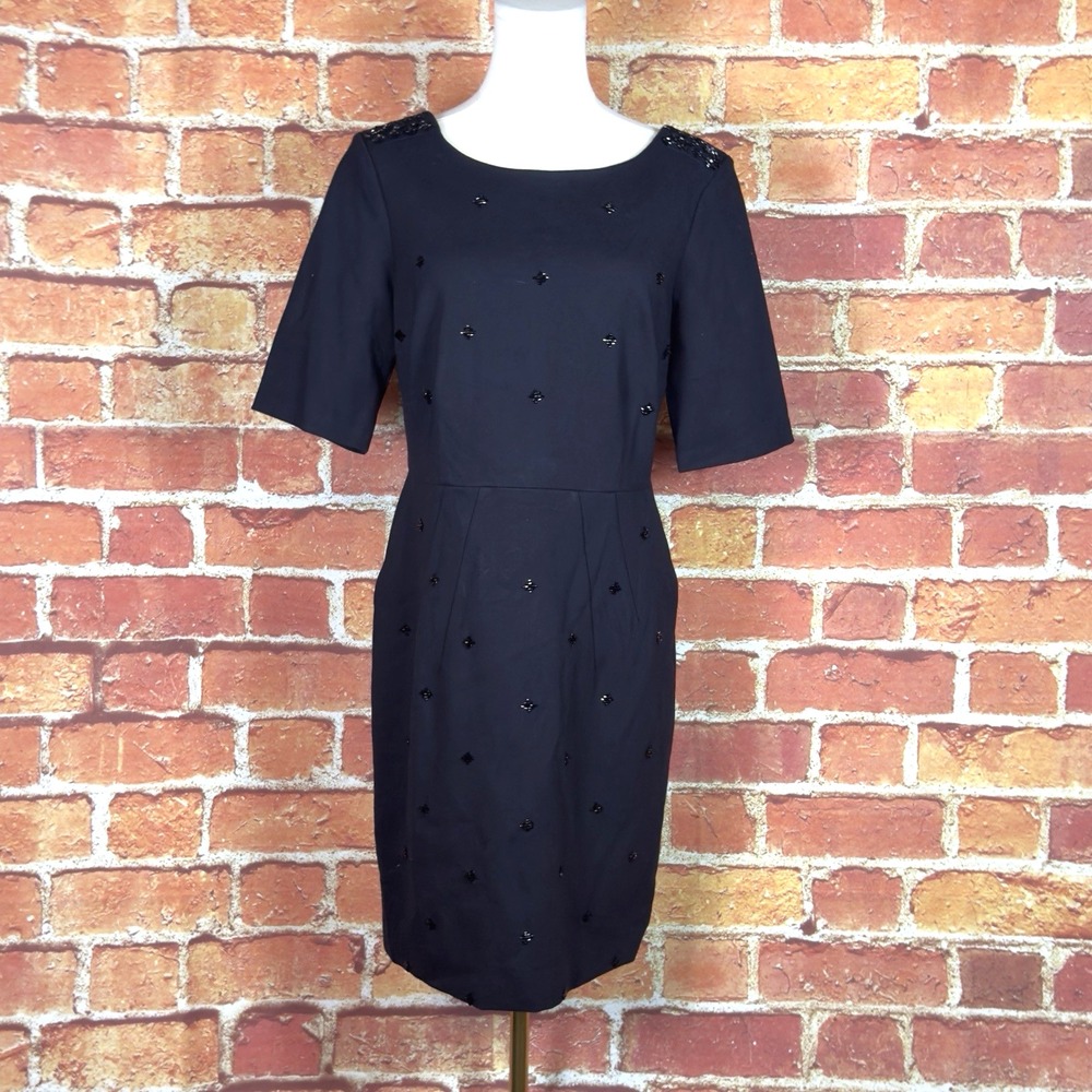 Lands End Black Dress Size 10 Short Sleeve Polyester/Viscose/Elastane‎